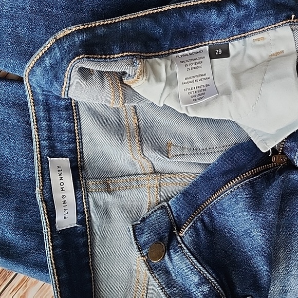 Flying Monkey Blue Skinny Jeans with Distressed Accents - Picture 7 of 9